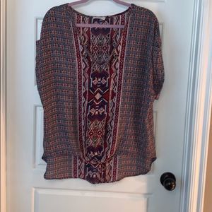 Hummingbird Front Knot-Tie Blouse